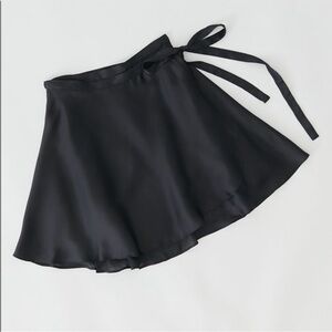 Urban Outfitters Satin Wrap Tie Ballet Mini Skirt Wendy Black S